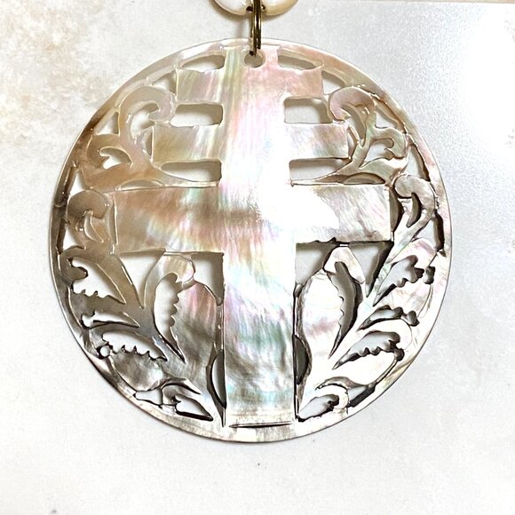 Rainbow Mother of Pearl Longevity Life Tree Pendant Bronze Link Long Necklace - Picture 4 of 12